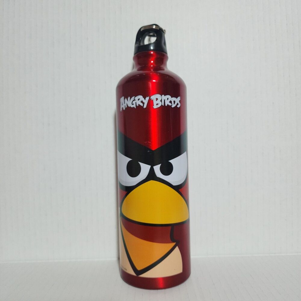 Angry Birds 24oz Aluminum Water Bottle Red Carabiner Collectible